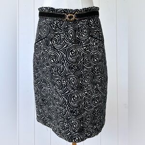 Elevenses by Anthropologie Painted Night Pencil Skirt Belted Size 4